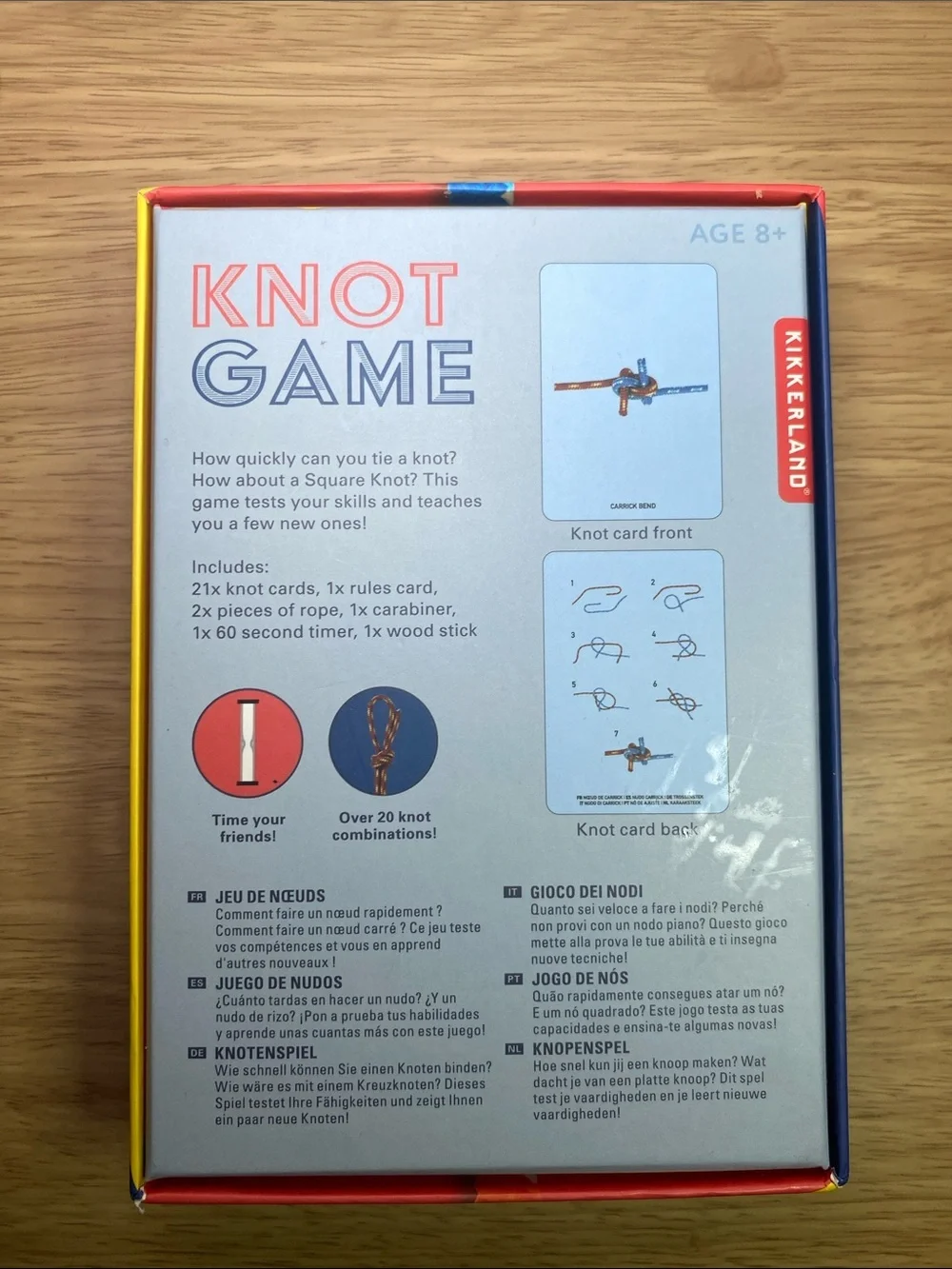Kikkerland Knot Game – Blue & Orange Rope Kit